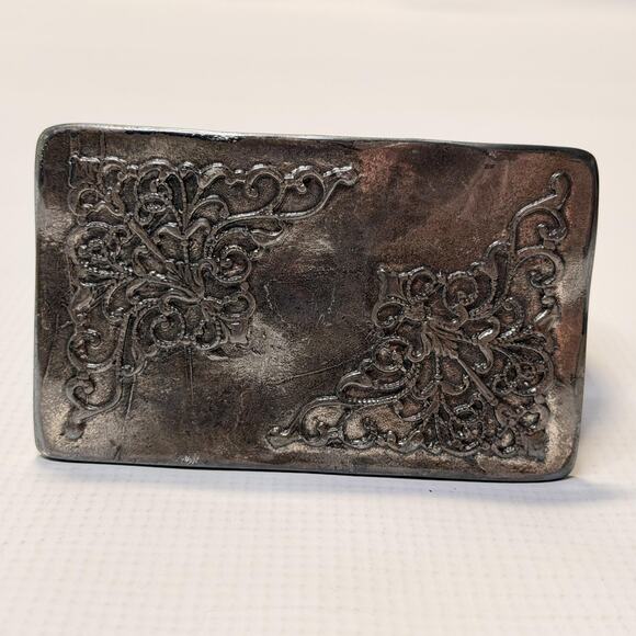 Brave Leather Belt Womens 26 Black Removable Buckle Distressed Silver Western - Picture 2 of 12